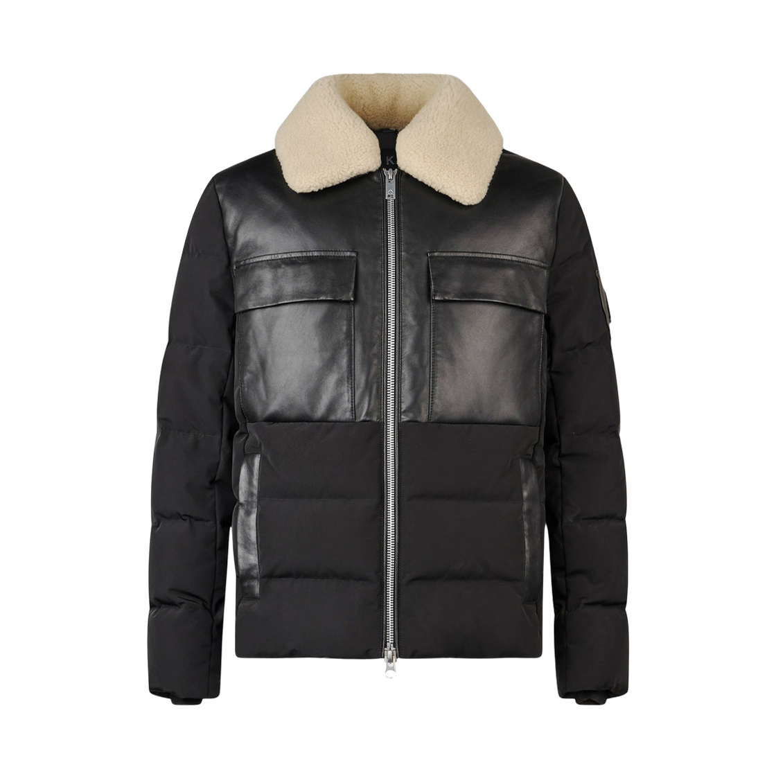 M34MJ159292 Moose Knuckles Sabino Leather Puffer Jacket Black