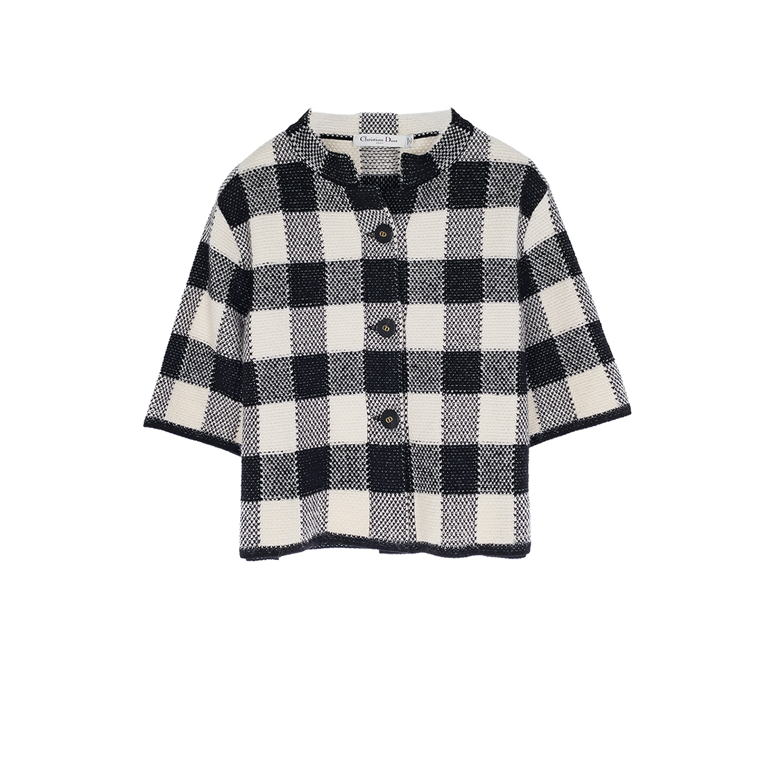 ITCHRLGNB7VK Dior Check & Dior Knit Cropped Jacket 40 Black/White (5ET1895)