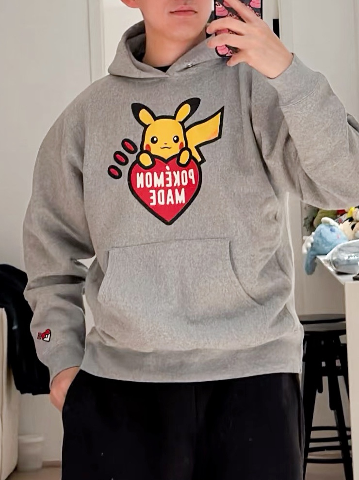Human Made x Pokemon Made Heavyweight Hoodie Gray 착용 스타일