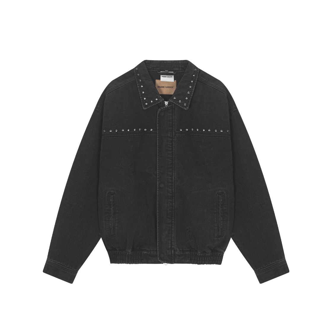 인세인개러지 인세인 리벳 워시드 데님 재킷 - 블랙(INSANE GARAGE Insane Rivet Washed Denim Jacket_Black)