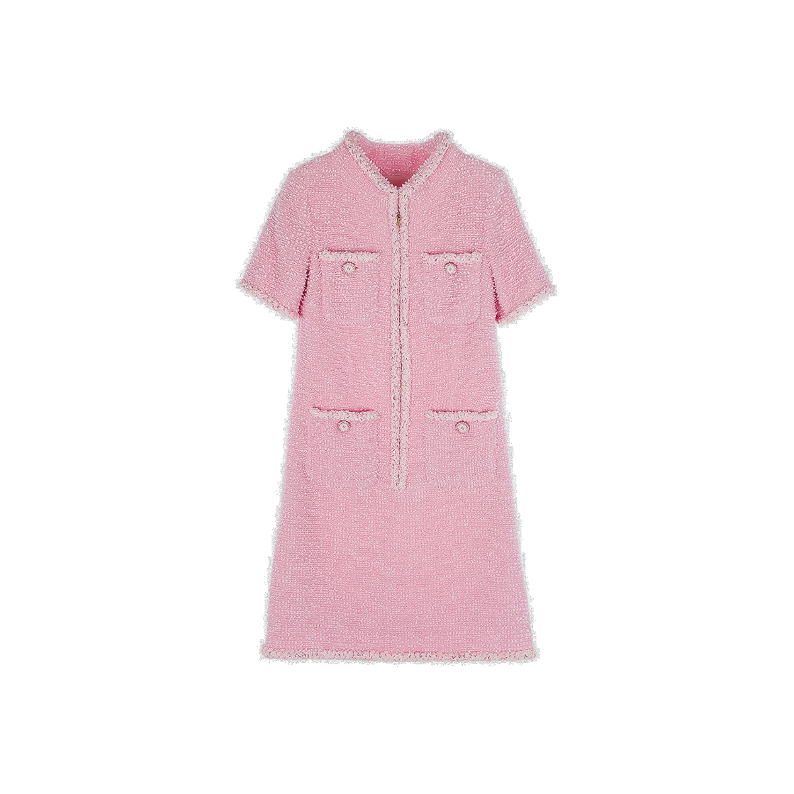 ITJKACL7MCIW Chanel 19C 4-Pocket Short Sleeve Tweed Dress 36 Pink (5ET1915)