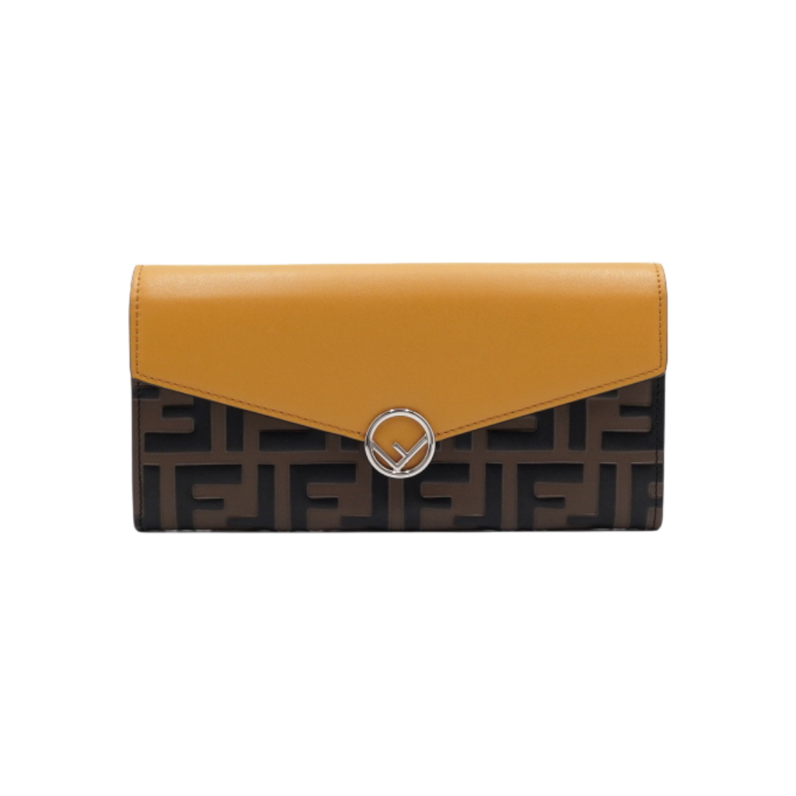 ITIIMOI2F9JI Fendi Leather Silver F Logo Flap Women's Long Wallet