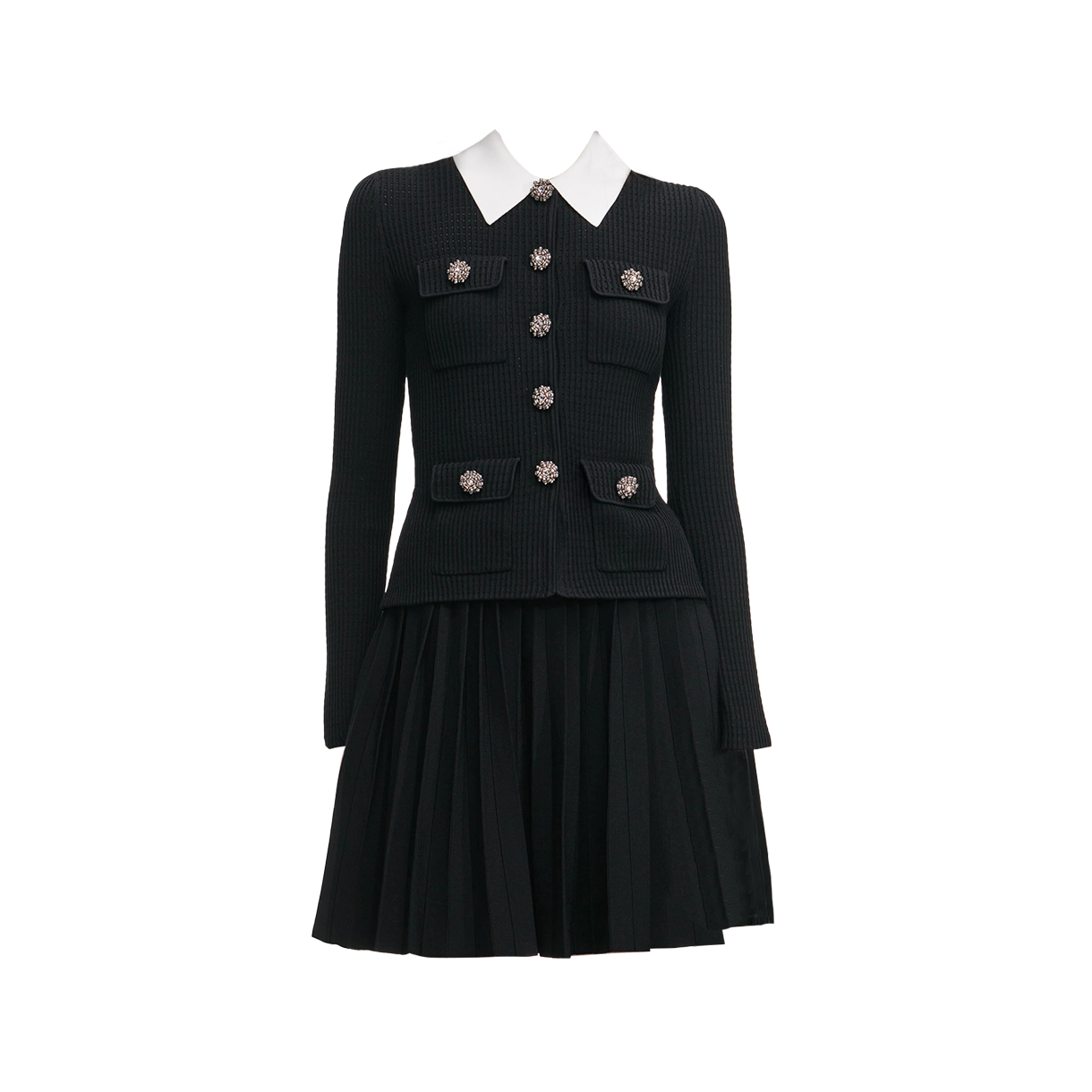 셀프 포트레이트 우먼 테일러드 니트 미니 드레스 블랙 - 26SS(Self Portrait Women Tailored Knit Mini Dress Black - 26SS)