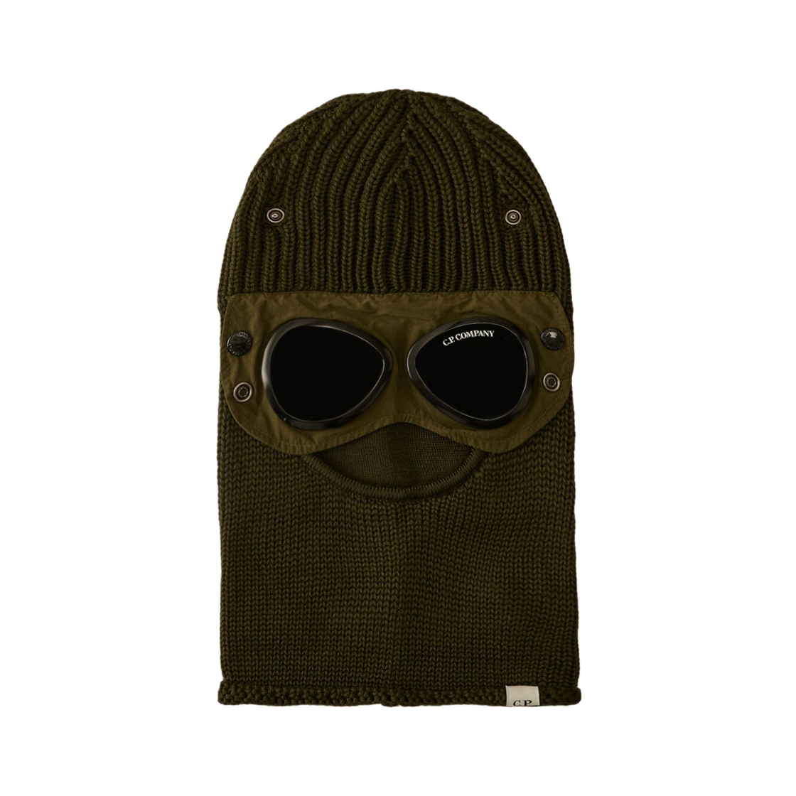 19CMAC740A005509A683 C.P. Company Extrafine Merino Wool Goggle Balaclava Ivy Green - 25FW
