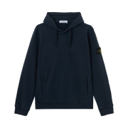 Stone Island 6100029 Brushed Organic Cotton Fleece Regular Fit Hooded Sweatshirt with Pouch Pocket Navy Blue - 25FW