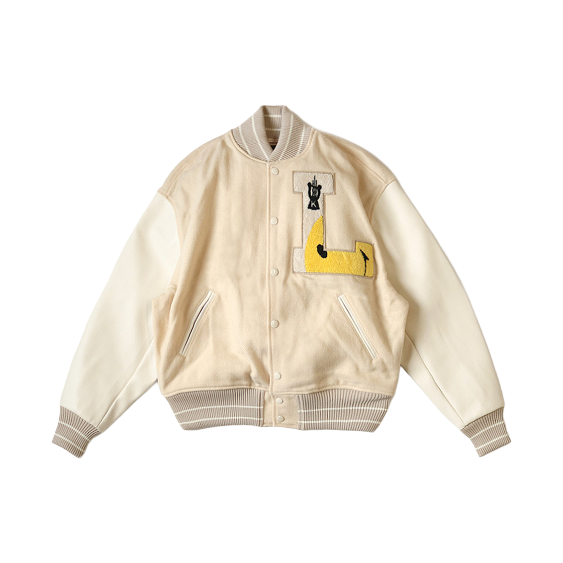 K1910LJ105 Kapital 40s Wool L-Five Varsity Jacket Ecru