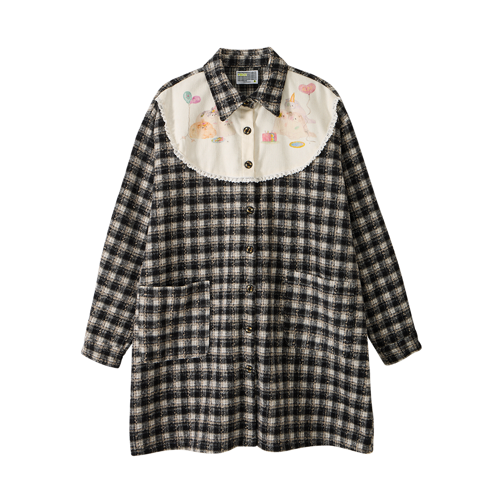유쓰배쓰 빕 프론트 체크 오버셔츠_블랙(YOUTHBATH Bib Front Check Overshirt_Black)