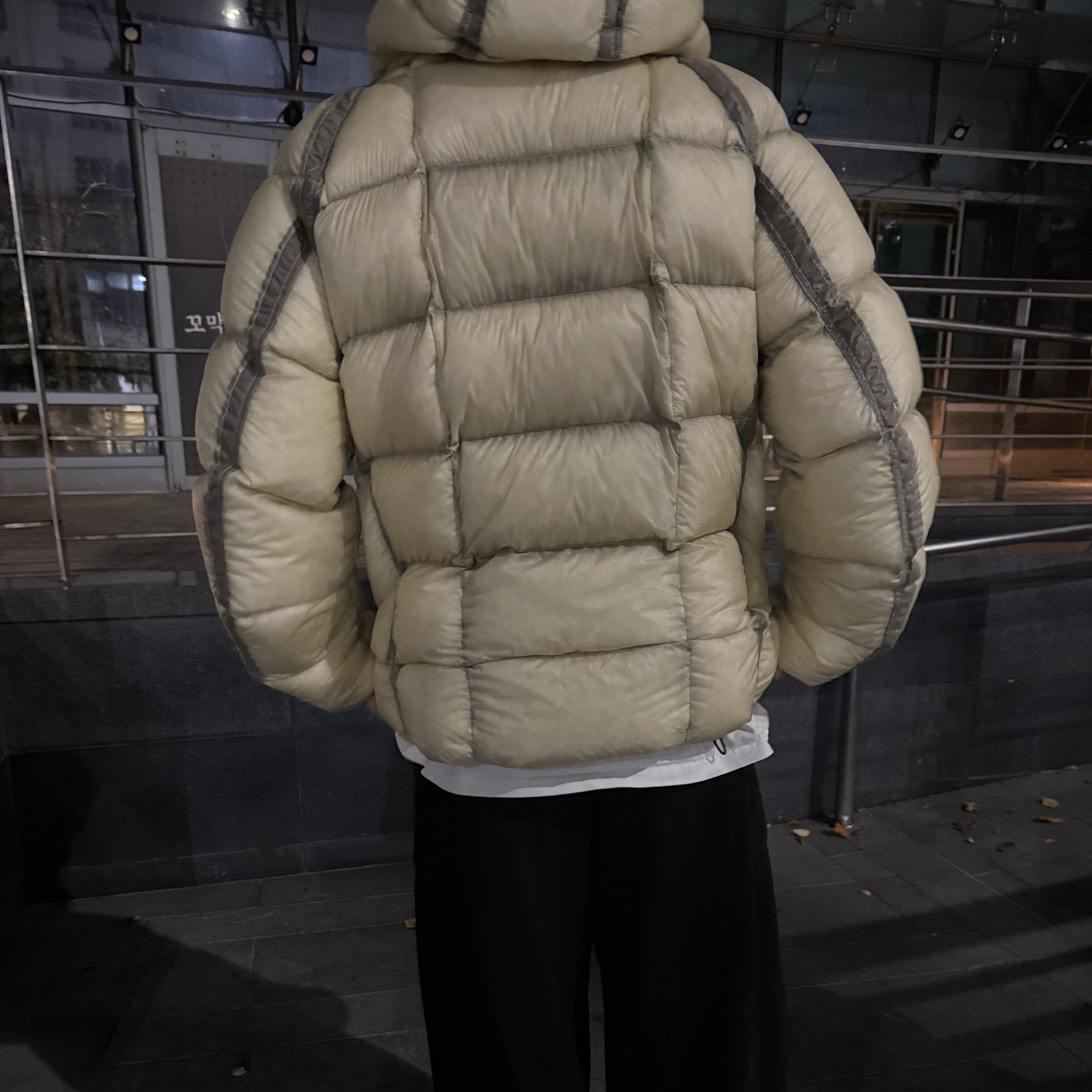 C.P. Company D.D. Shell Hooded Down Jacket Pistachio Shell Beige - 25FW 착용 스타일 - 2