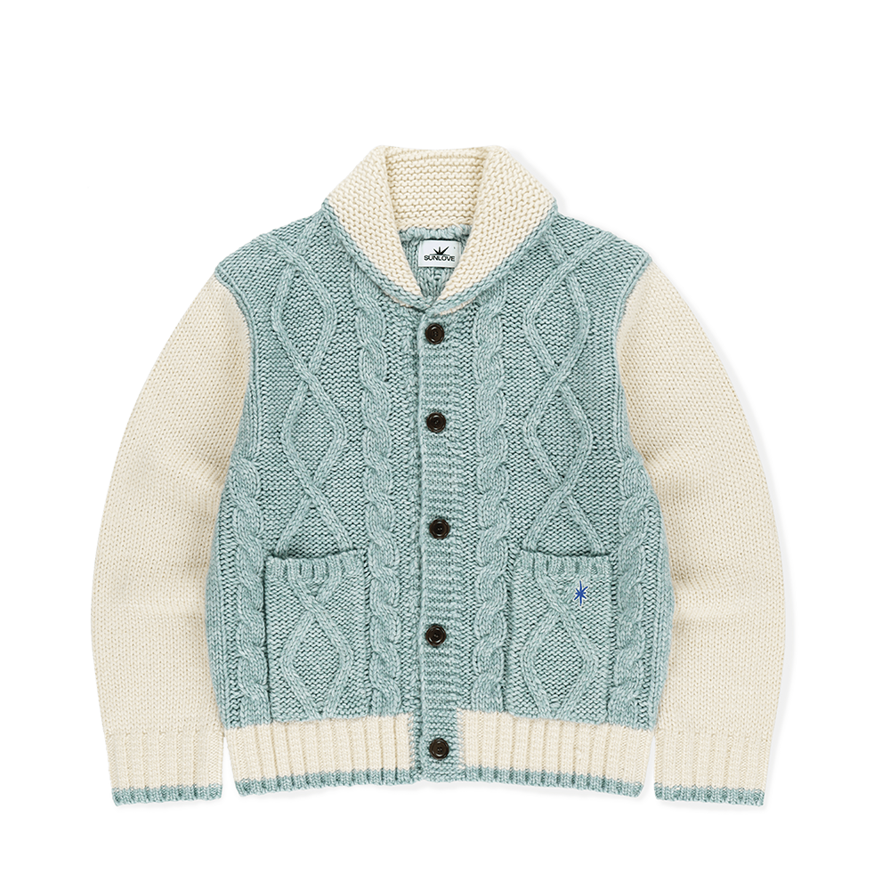 SL253KKNCK01IV [트리플적립]SUNLOVE Cable Cowichan Cardigan Ivory