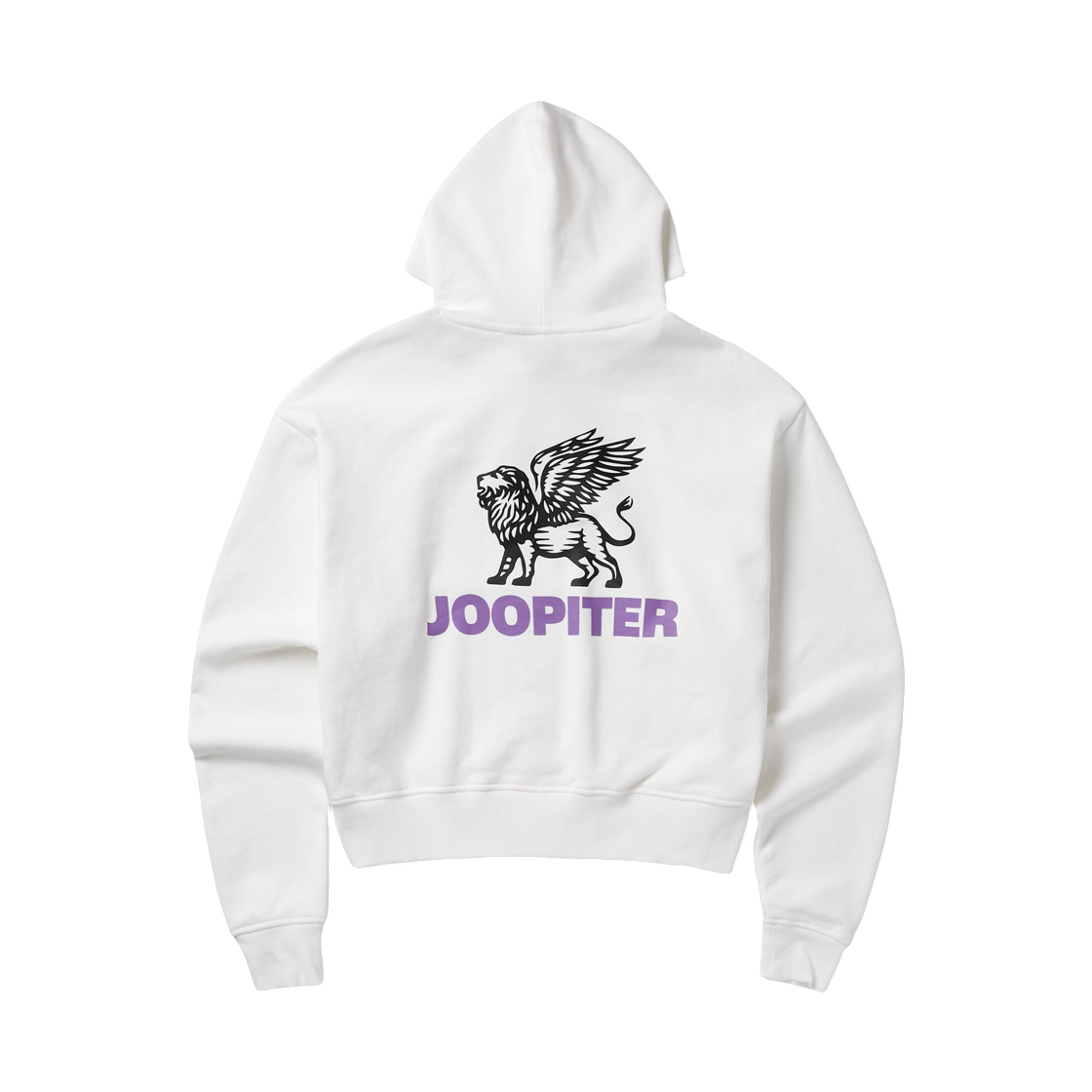 -JOO-CREMLOHOWHITE Joopiter Cropped Embroidered Logo Hoodie White