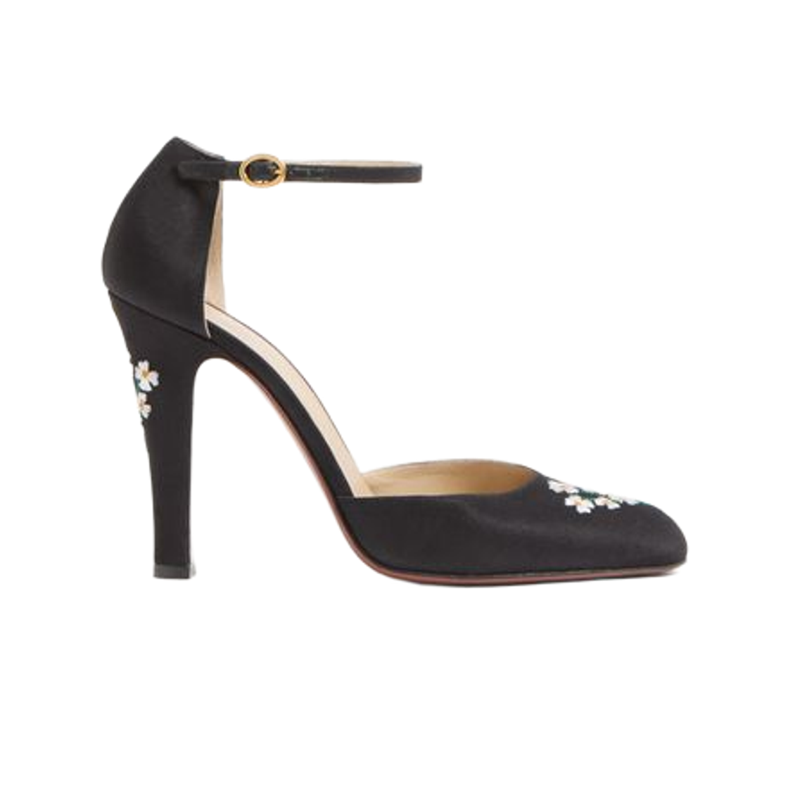 (W) 발렌티노 하이 돌리 플로랄 자수 패브릭 펌프스 105mm 블랙((W) Valentino Hi Dolly Fabric Pumps with Floral Embroidery 105mm Black) - 1