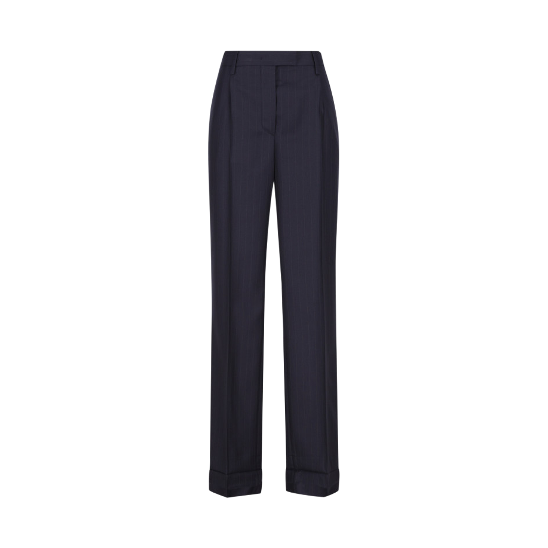 P277I1-6PS-F0008 (W) Prada Pinstripe Wool Pants Navy