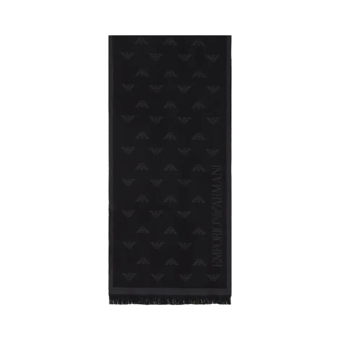 625009CC30600044 Emporio Armani Wool Jacquard Scarf Black Grey