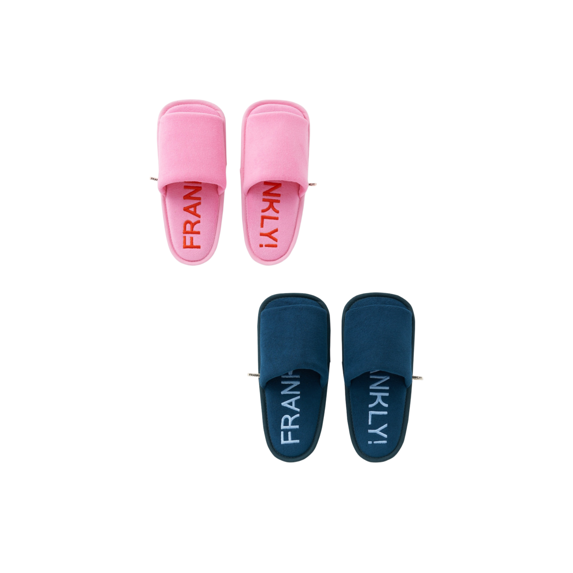 [1+1] 프랭클리 테리 스퀘어 슬리퍼 - 맥스 쿠션 룸슈즈 핑크 M + 스틸 블루 L