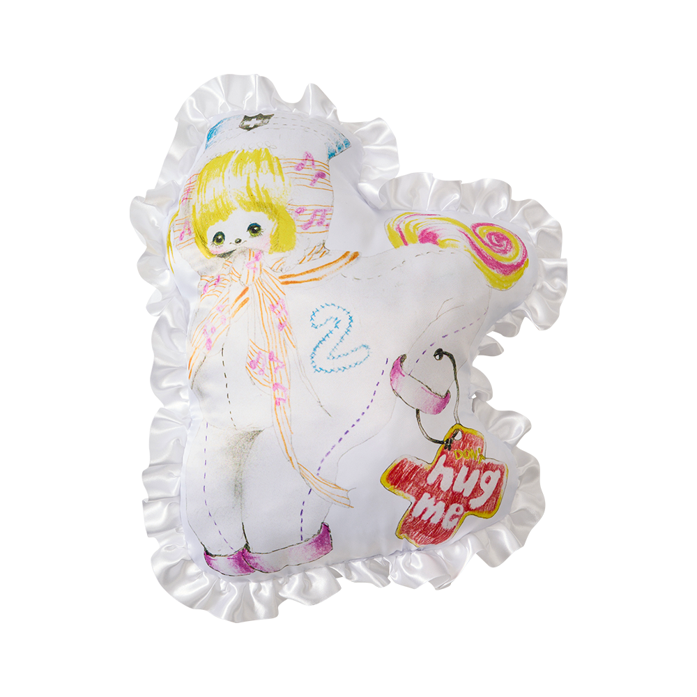 25FW2AC09 YOUTHBATH Frilled Shiny Graphic Cushion