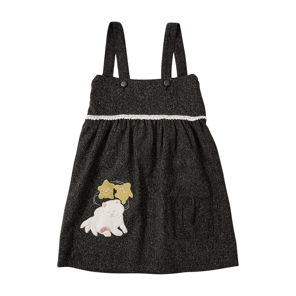 유쓰배쓰 버튼 울 슬리브리스 드레스_차콜(YOUTHBATH Buttoned Wool Sleeveless Dress_Charcoal)