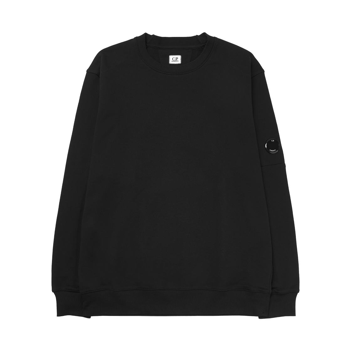 C.P. 컴퍼니 렌즈 와펜 코튼 스웨트셔츠 블랙 - 25SS(C.P. Company Lens Wappen Cotton Sweatshirt Black - 25SS)