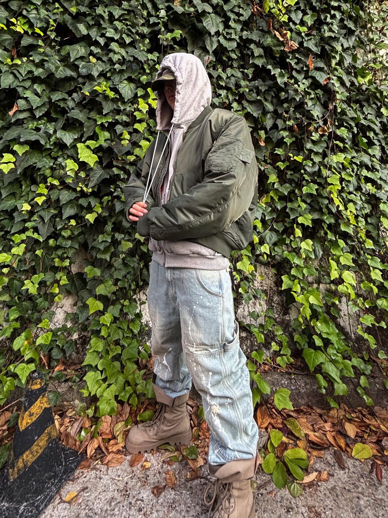 Wapworks Work Double Knee Carpenter Pants Oldmillblue 착용 스타일 - 3