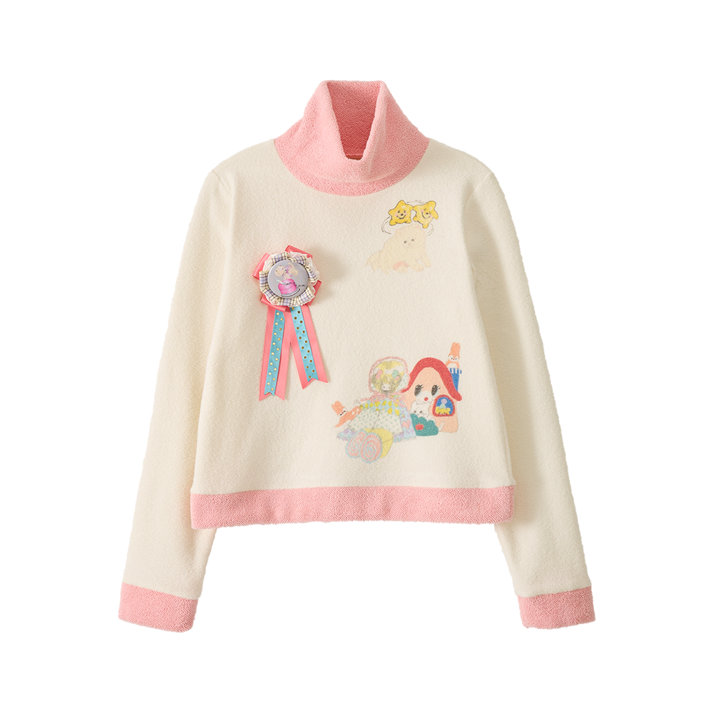 유쓰배쓰 브로치 하이넥 니트 탑(YOUTHBATH Brooch High Neck Knit Top)