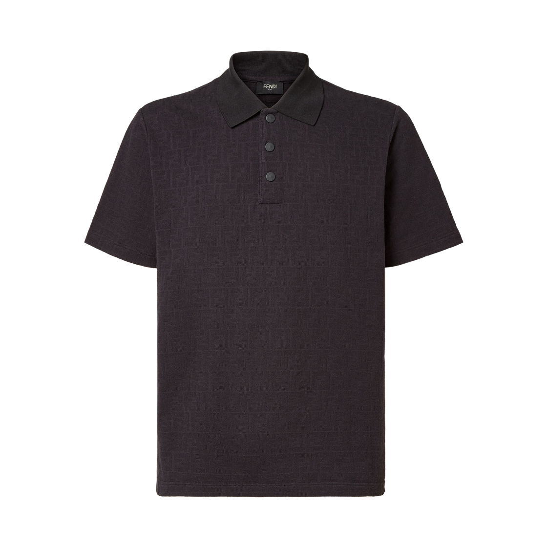 FAF717AR5GF0GME Fendi Pique FF Jacquard Polo Shirt Black