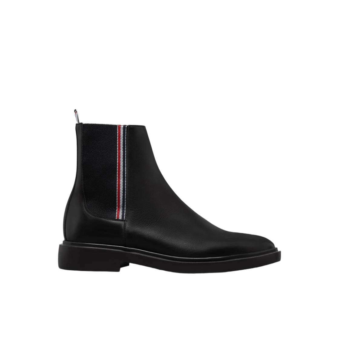 MFB249B-05584-001 Thom Browne Vitello Calf RWB Rubber Sole Chelsea Boot Black