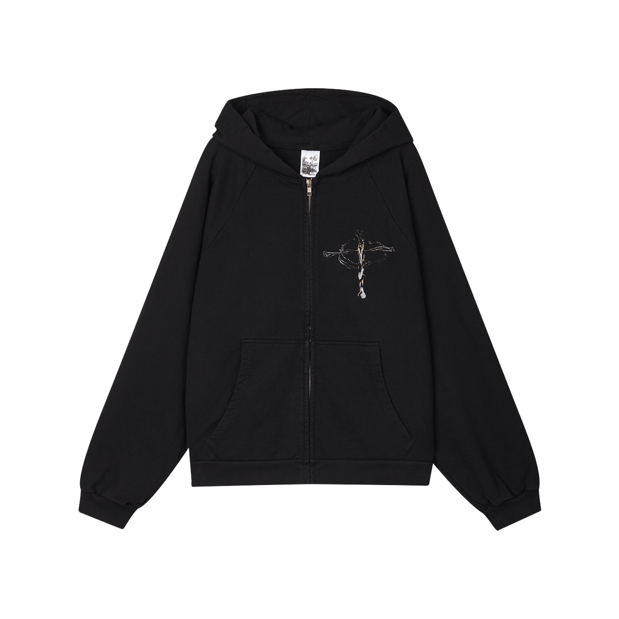 KM5DTSHBG04BK Basketcase Roadrash Zip-Up Hoodie Jet Black - 25FW