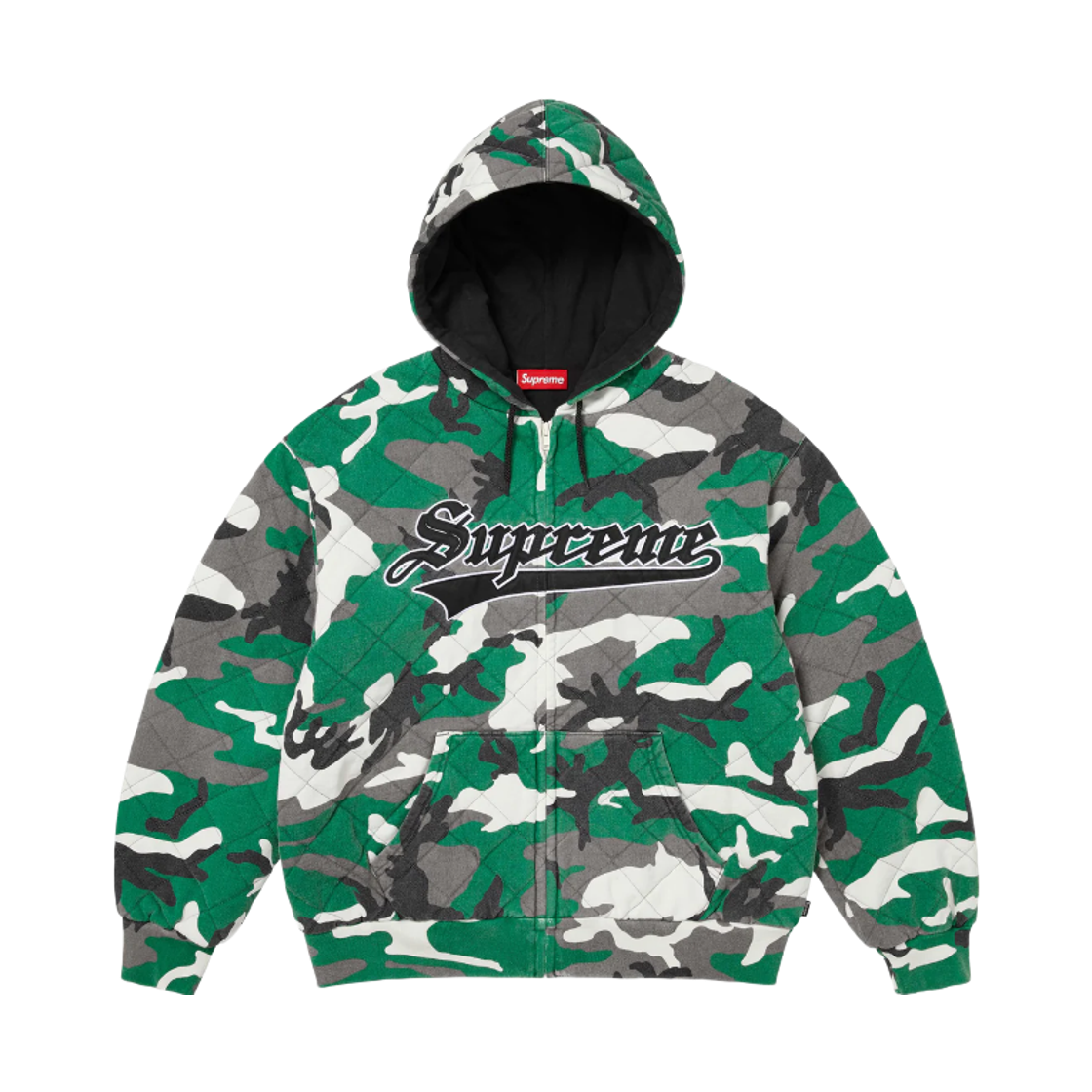 슈프림 퀼티드 집업 후드 스웨트셔츠 그린 카모 - 25FW(Supreme Quilted Zip Up Hooded Sweatshirt Green Camo - 25FW) - 1