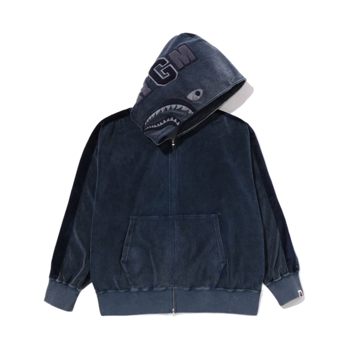 베이프 스노우 워시 샤크 릴렉스드 핏 풀 집 후드 네이비(BAPE Snow Wash Shark Relaxed Fit Full Zip Hoodie Navy) - 1
