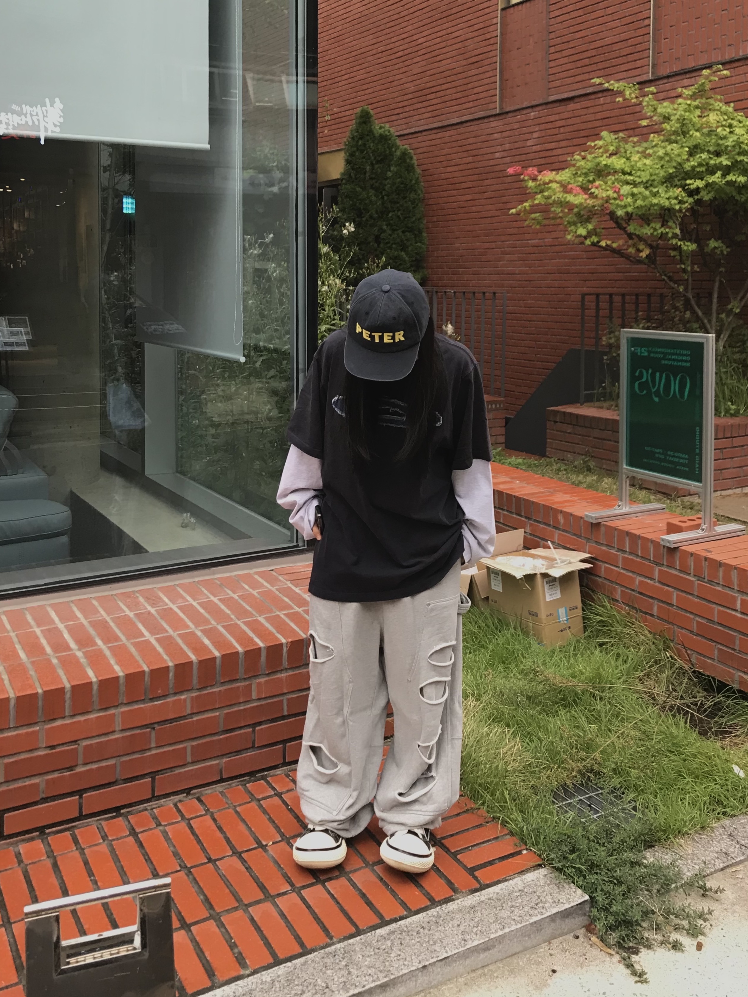 Old Order x AFGK Canvas Black Green 착용 스타일 - 2