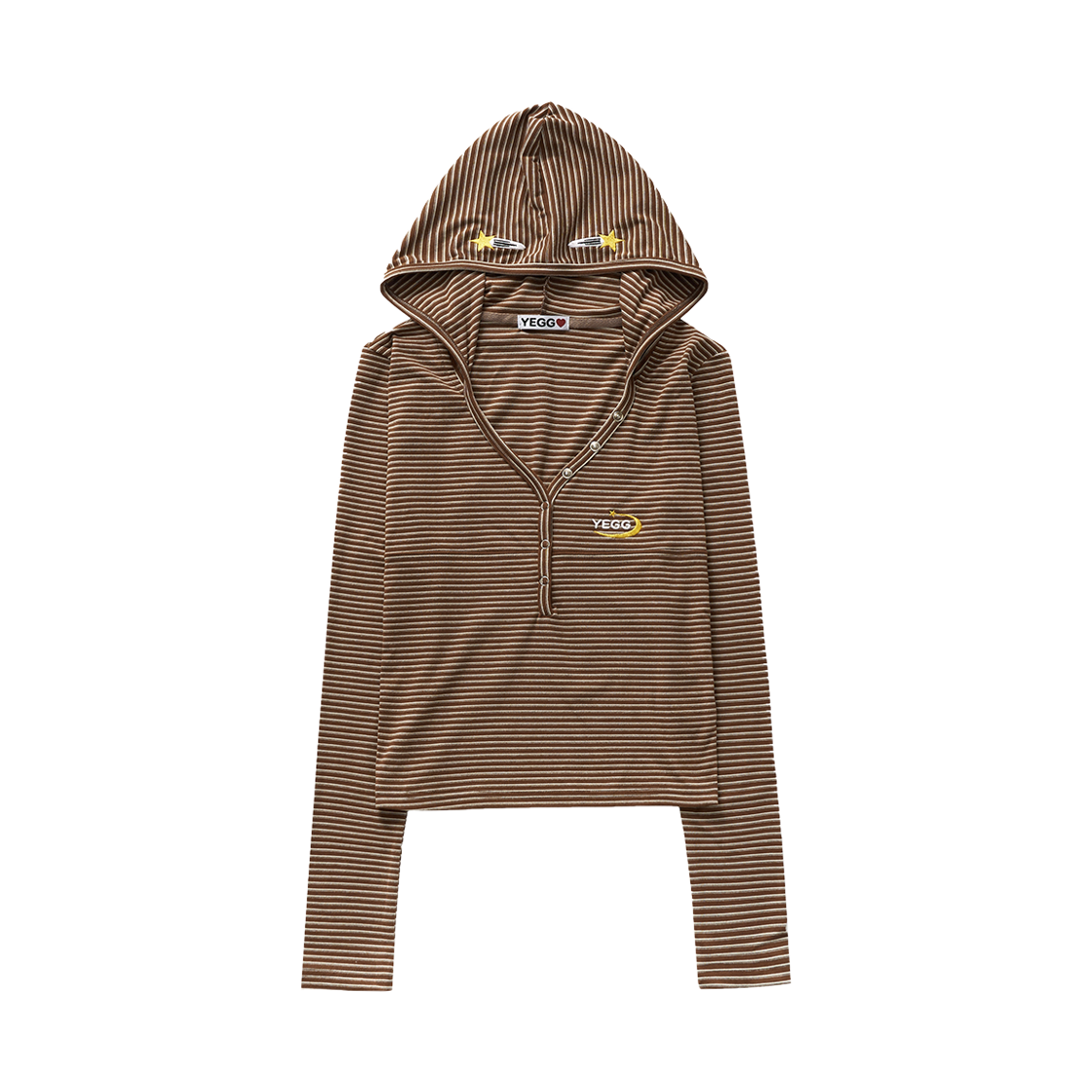예그 스타 핀 후드 티 브라운(Yegg Star Pin Hoodie Tee Brown)