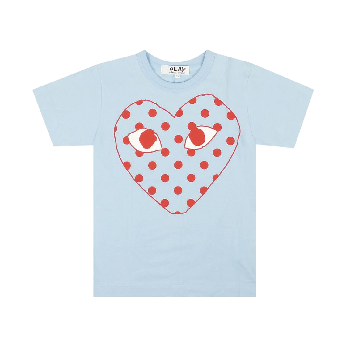 (W) 플레이 꼼데가르송 파스텔 폴카 닷 로고 티셔츠 블루((W) Play Comme des Garcons Pastelle Polka Dot Logo T-Shirt Blue) - 1