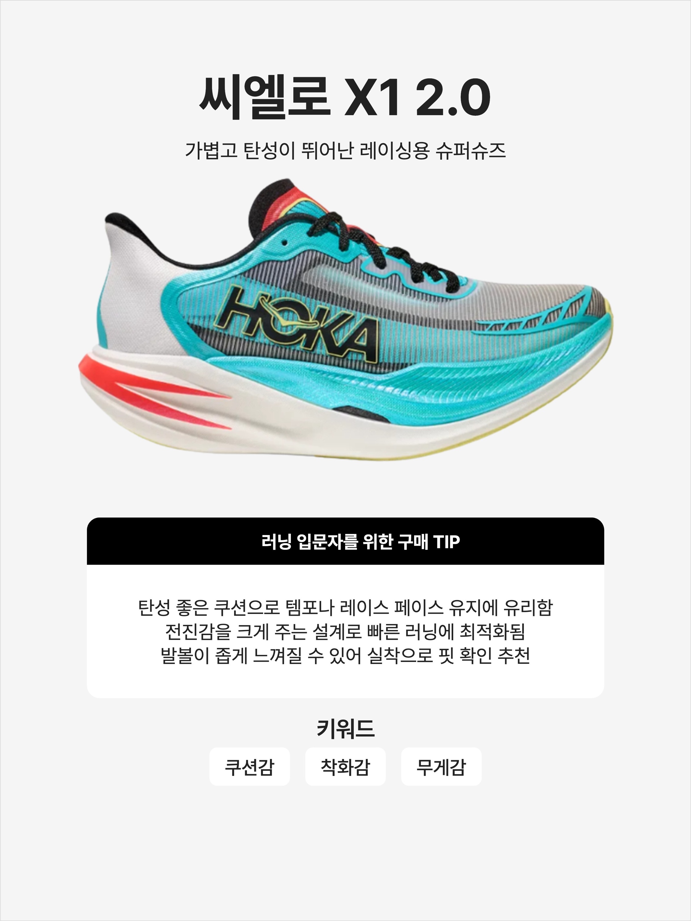 Hoka Cielo X1 2.0 Frost Black, Hoka Cielo X1 2.0 Skyward Blue 착용 스타일 - 1