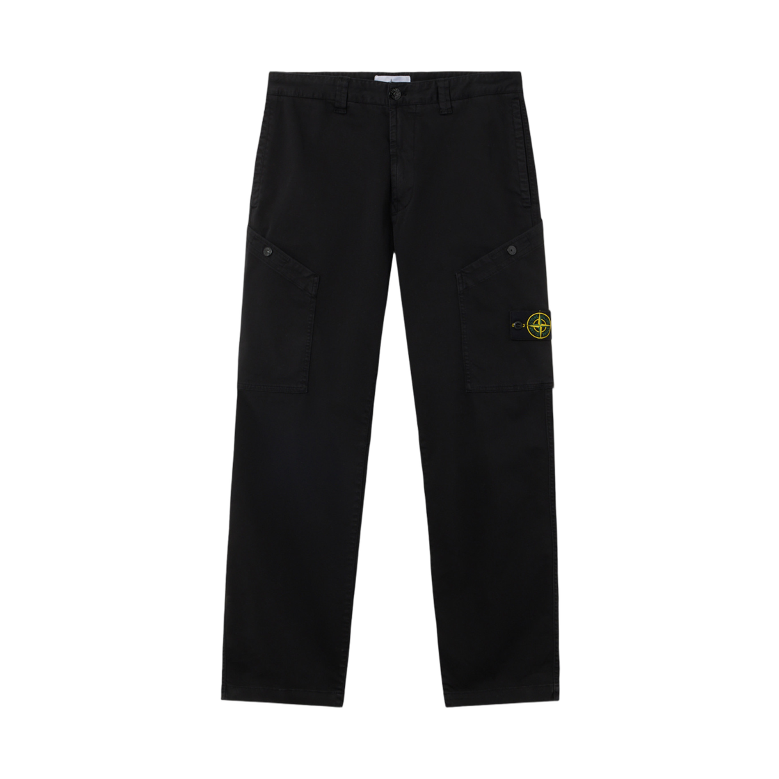 K2S1531000-30S0012-V0029 Stone Island 3100030 Stretch Organic Cotton Satin Regular Fit Cargo Trousers with Angled Snap Pockets Black - 25FW