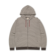 Sunlove x Home Alone Striped Waffle Zip Up Hoodie Brown