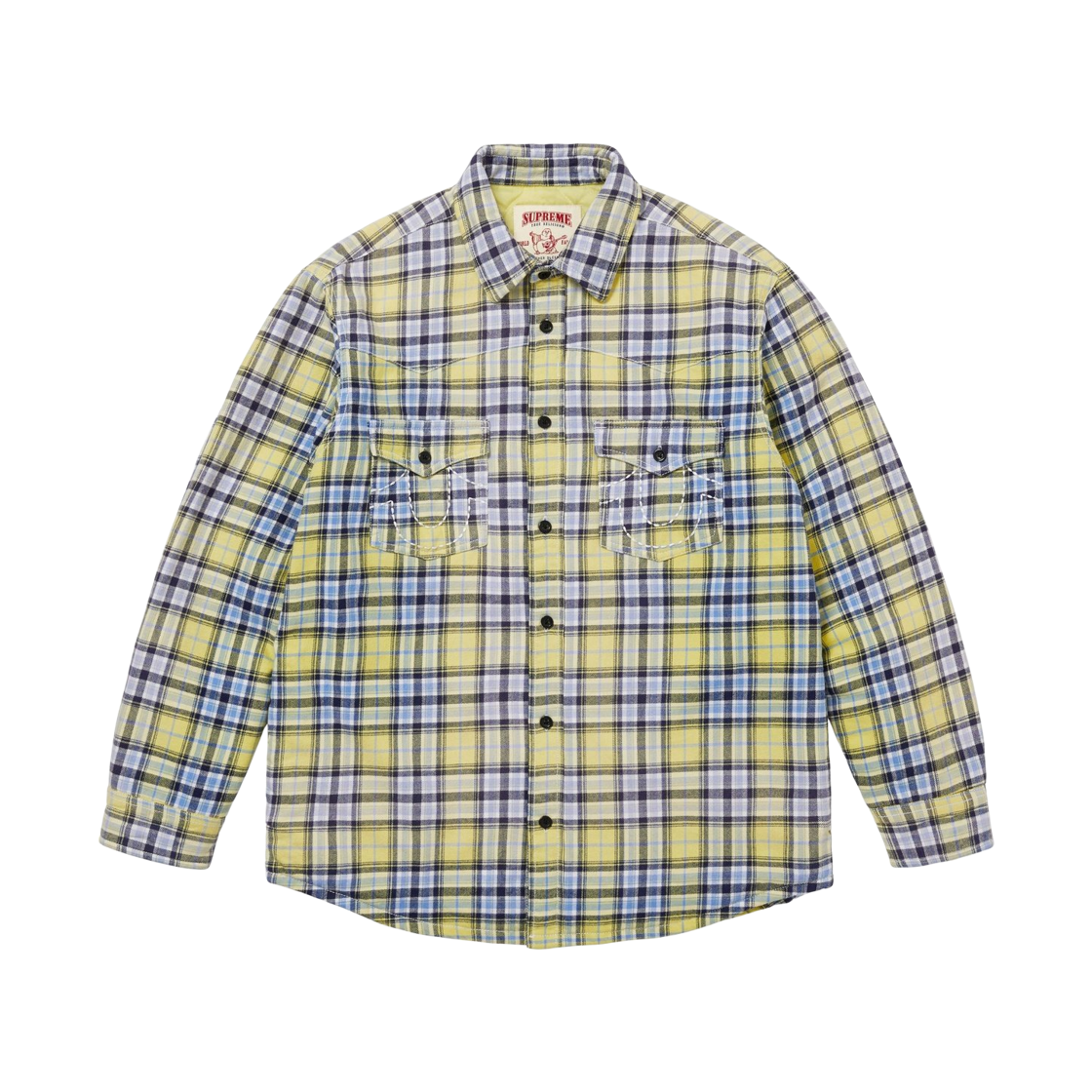 - Supreme x True Religion Quilted Lined Plaid Flannel Shirt Yellow - 25FW