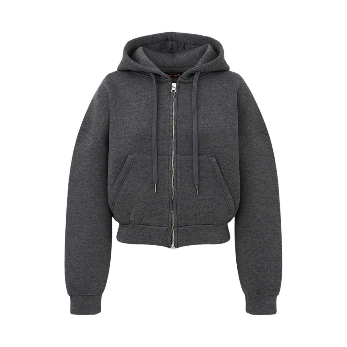 디파인 (W) 네오프렌 크롭 후드 집업 차콜(DEFINE (W) Neoprene Crop Hood Zip-Up Charcoal)