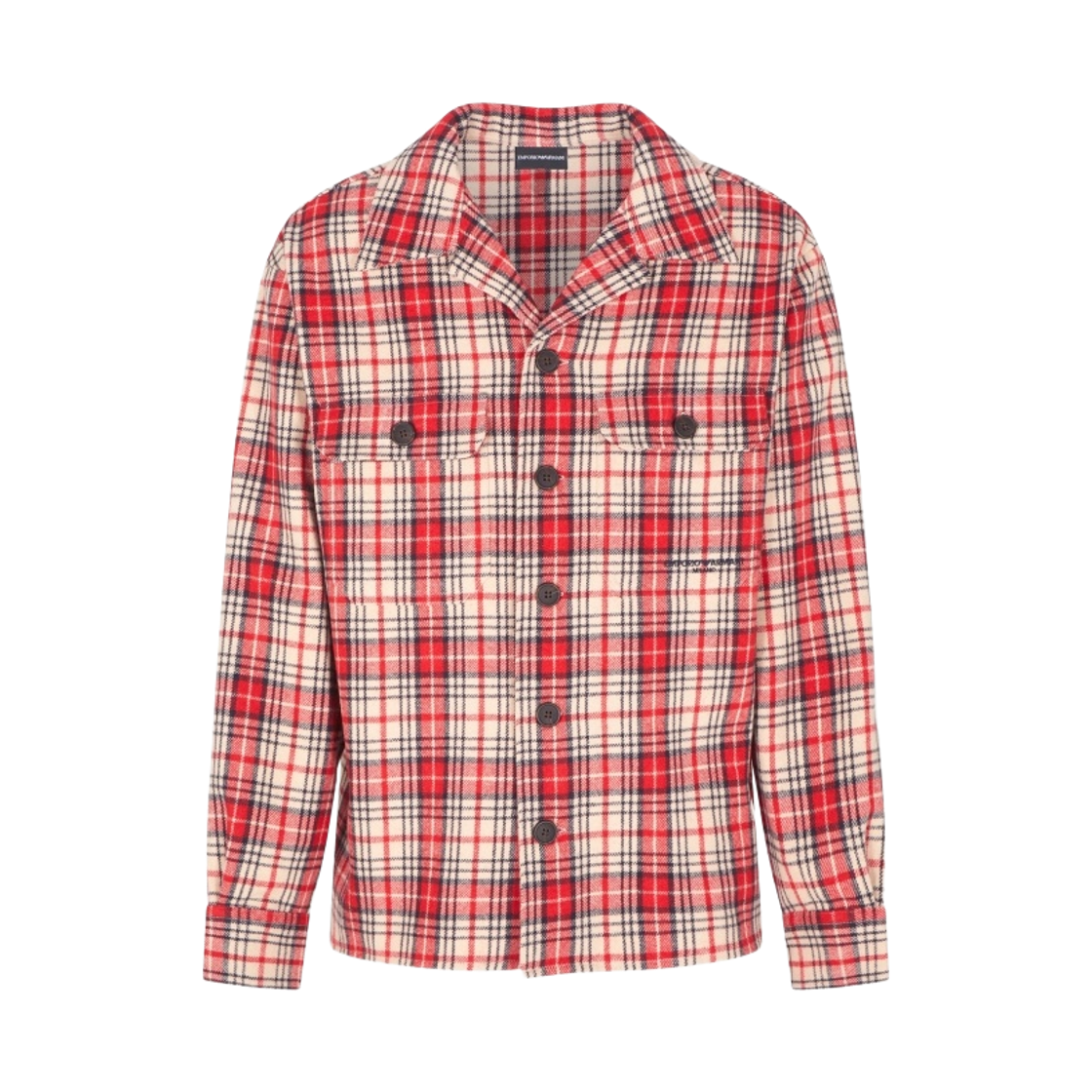 EM003647AF19110F5061 Emporio Armani Tartan Virgin Wool Flannel Oversized Shirt Patterned