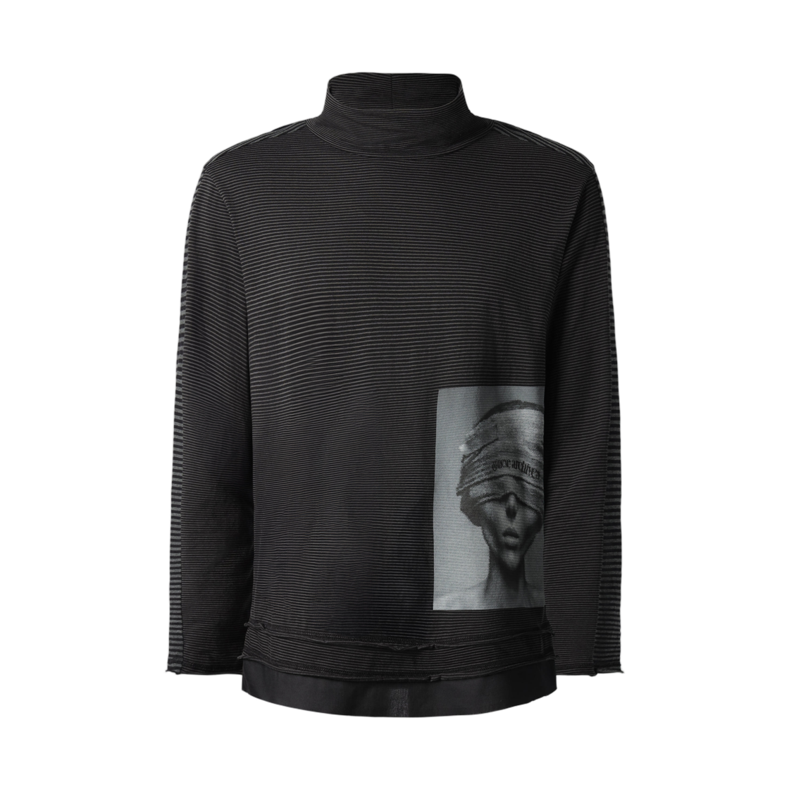 아넥스 아카이브 토널 스트라이프 코튼 터틀넥 블랙(Annexe Archives Tonal Stripes Cotton Turtleneck Black)