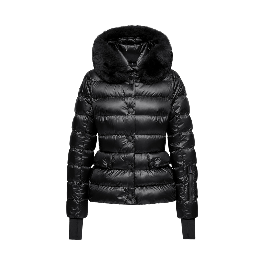 K2-098-1A00063-53071-999 (W) Moncler Armoniques Hooded Shearling Trimmed Down Ski Jacket Black - 25FW