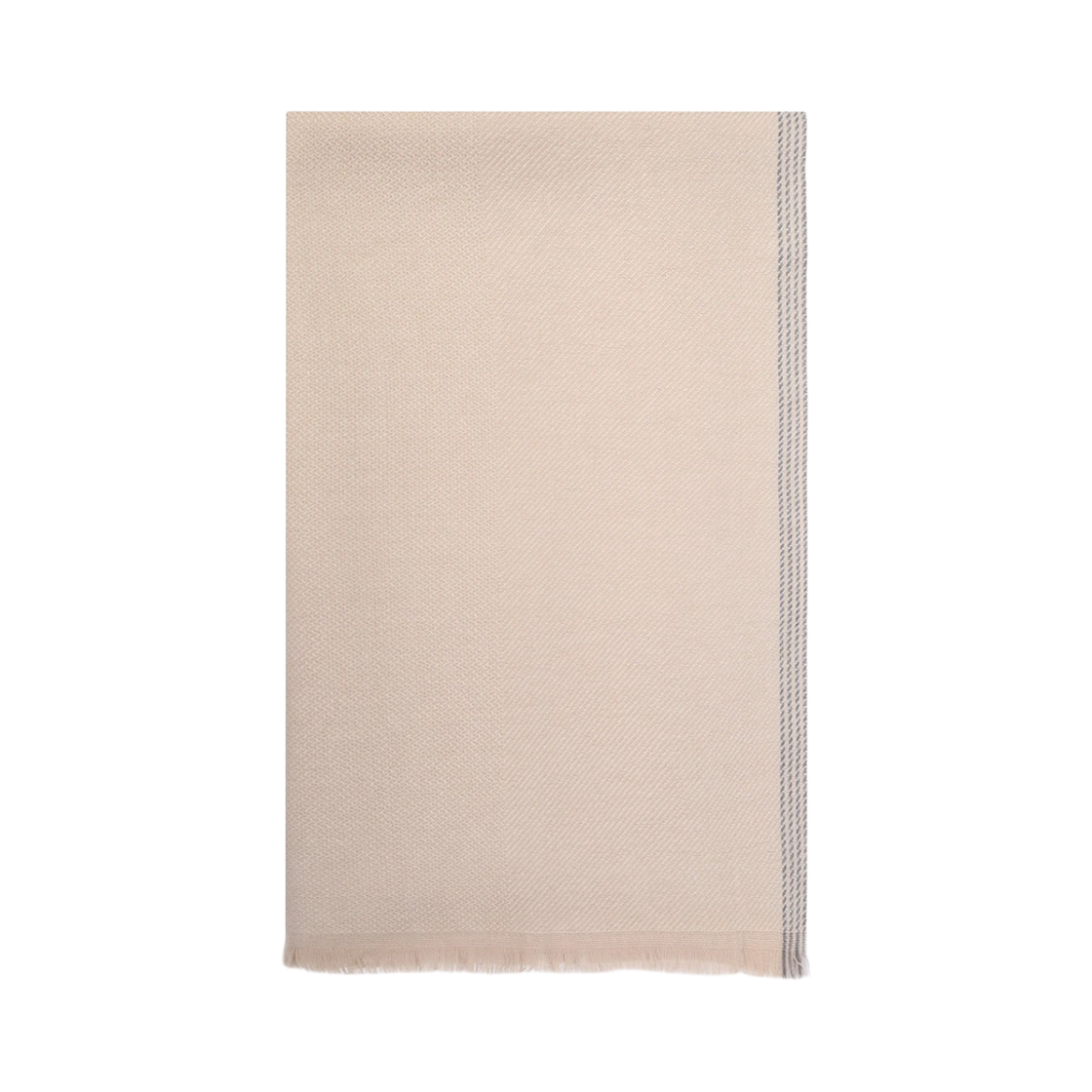 MSC665OR-CJ007 Brunello Cucinelli Wool and Cashmere Diagonal Scarf with Striped Edge Buff