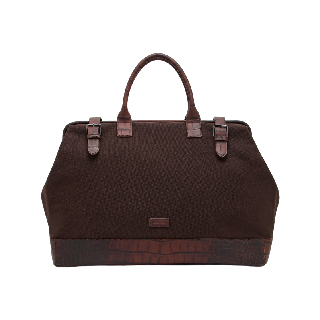 EM003550AF19341U8125 Emporio Armani Crocodile Embossed Leather Details Weekend Bag Brown