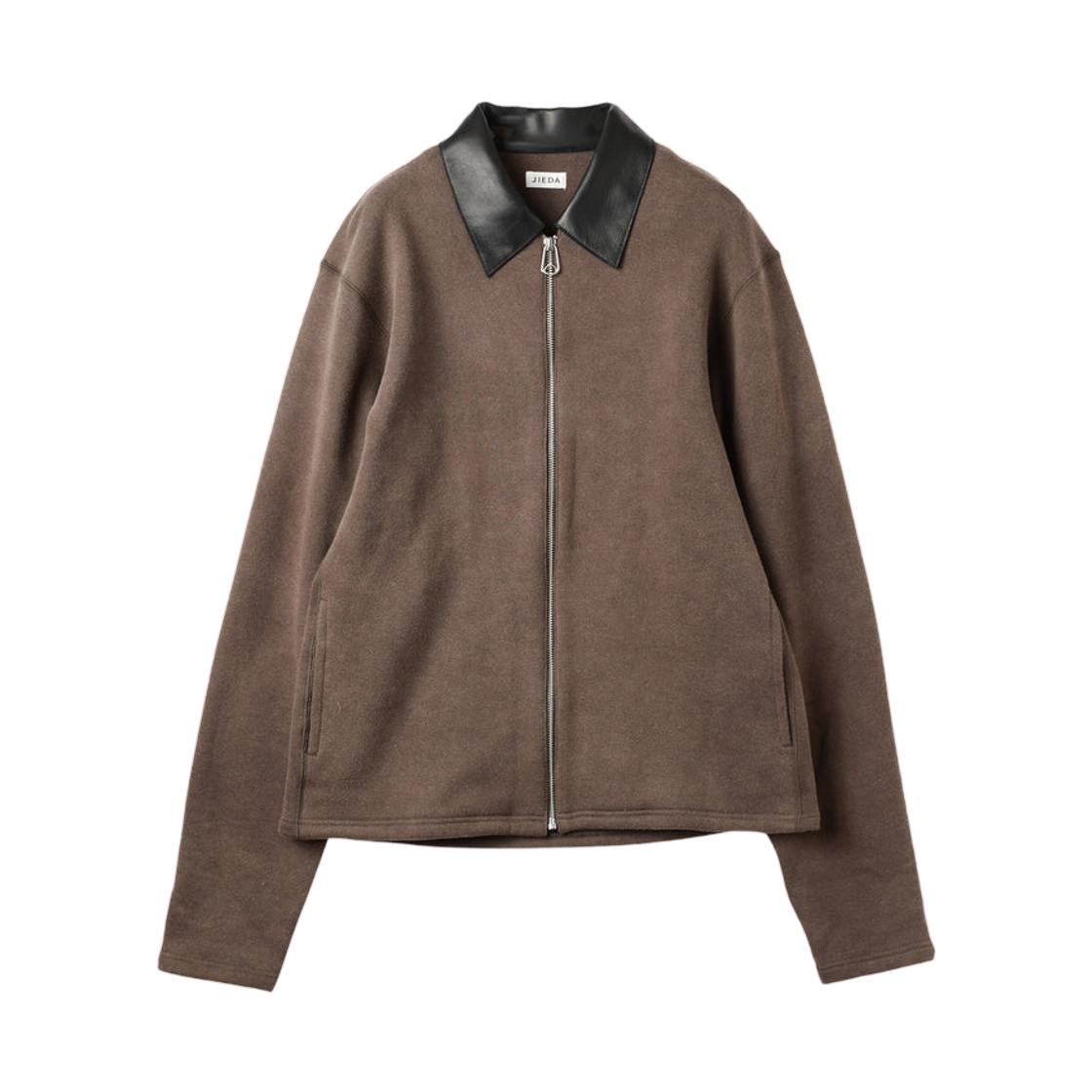 지에다 레더 칼라 페이드 스웨트 집 자켓 페이드 블랙(Jieda Leather Collar Fade Sweat Zip Jacket Fade Black)