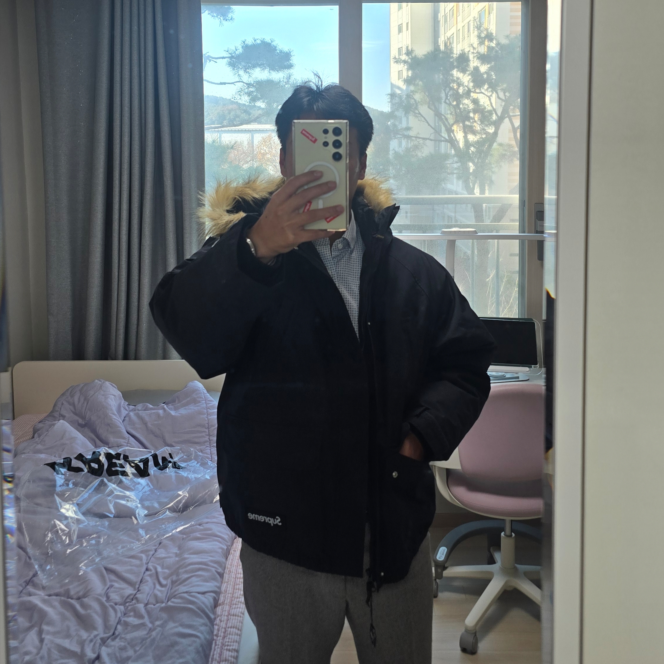 Supreme 2-In-1 Gore-Tex Parka + Reversible 700-Fill Down Liner Jacket Black - 25FW 착용 스타일