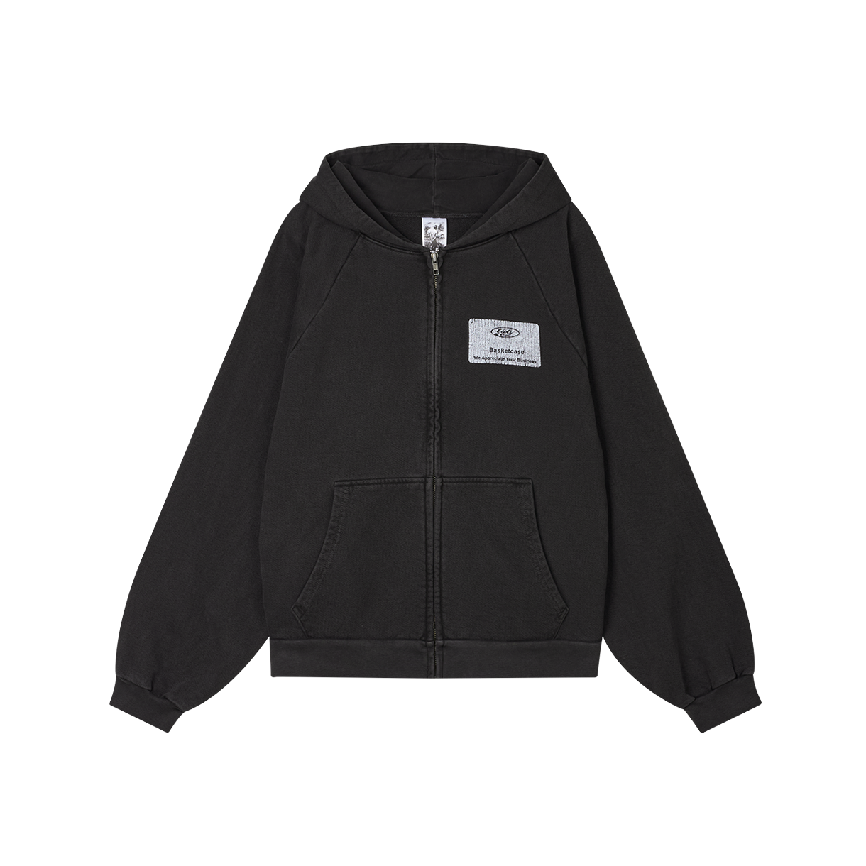 바스켓케이스 어글리 집업 후디 빈티지 블랙 - 25FW(Basketcase Ugly Zip-Up Hoodie Vintage Black - 25FW)