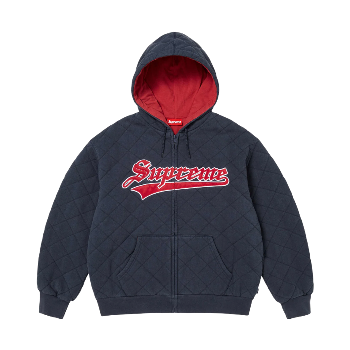 슈프림 퀼티드 집업 후드 스웨트셔츠 네이비 - 25FW