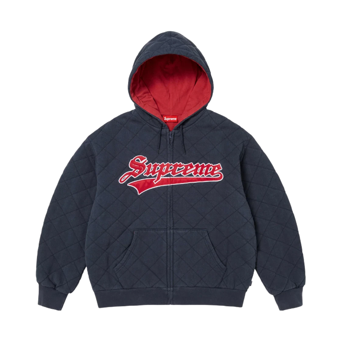 Supreme Supreme Quilted Zip Up Hooded Sweatshirt Navy - 25FW · XXL