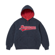 Supreme Quilted Zip Up Hooded Sweatshirt Navy - 25FW