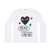 (W) Play Comme des Garcons Multi Logo Long Sleeve T-Shirt White