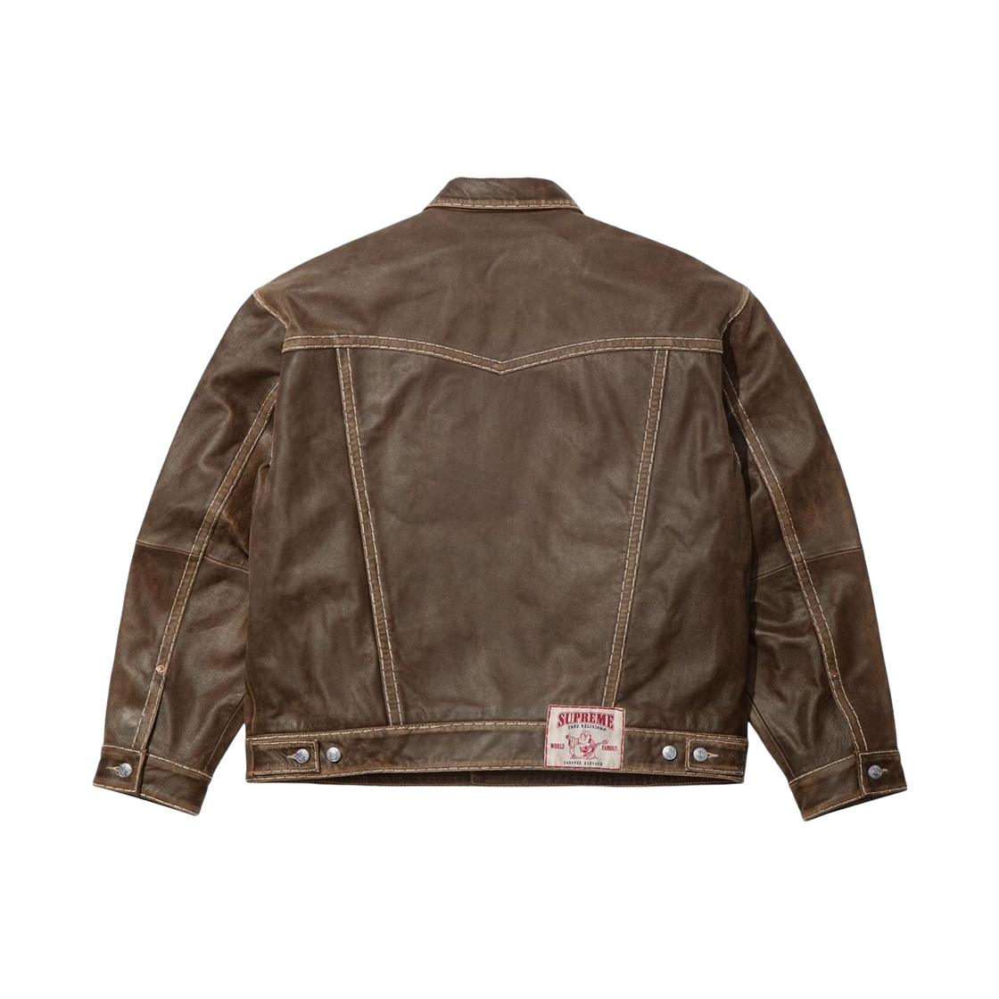 슈프림 x 트루릴리전 레더 트러커 자켓 브라운 - 25FW(Supreme x True Religion Leather Trucker Jacket Brown - 25FW) - 2
