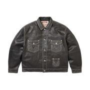 Supreme x True Religion Leather Trucker Jacket Black - 25FW